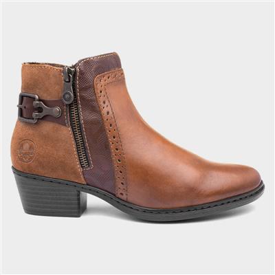 Womens Tan Leather and Suede Boot