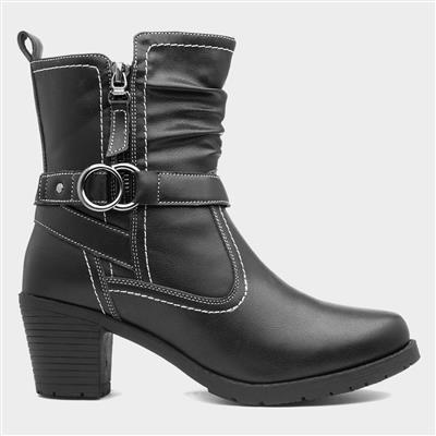 Marie Womens Black Heeled Boot