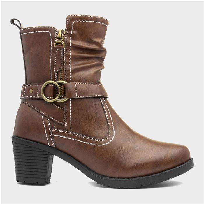 Womens Brown Heeled Boot