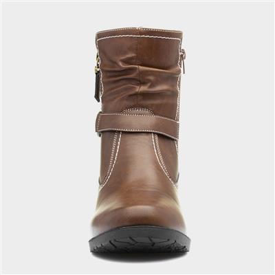 Womens Brown Heeled Boot