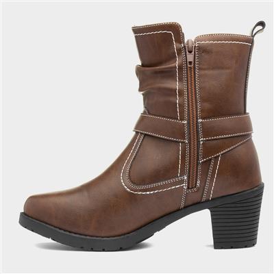Womens Brown Heeled Boot