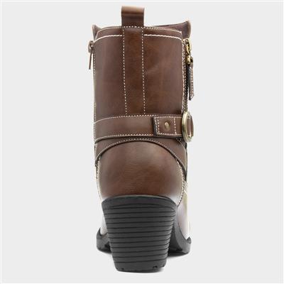 Womens Brown Heeled Boot