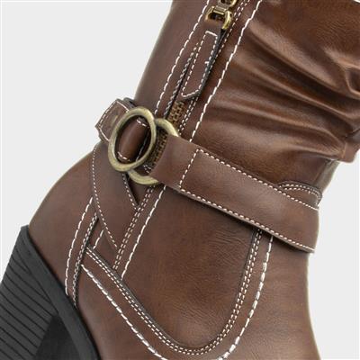 Womens Brown Heeled Boot