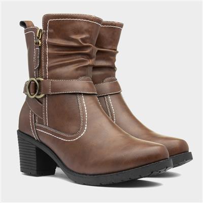 Womens Brown Heeled Boot