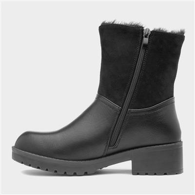 Womens Black Zip Up Ankle Boot