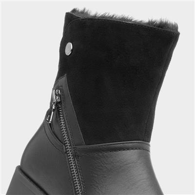 Womens Black Zip Up Ankle Boot