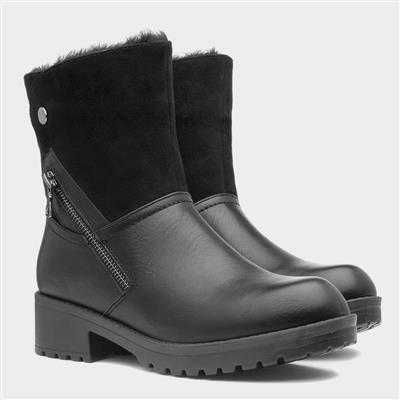 Womens Black Zip Up Ankle Boot