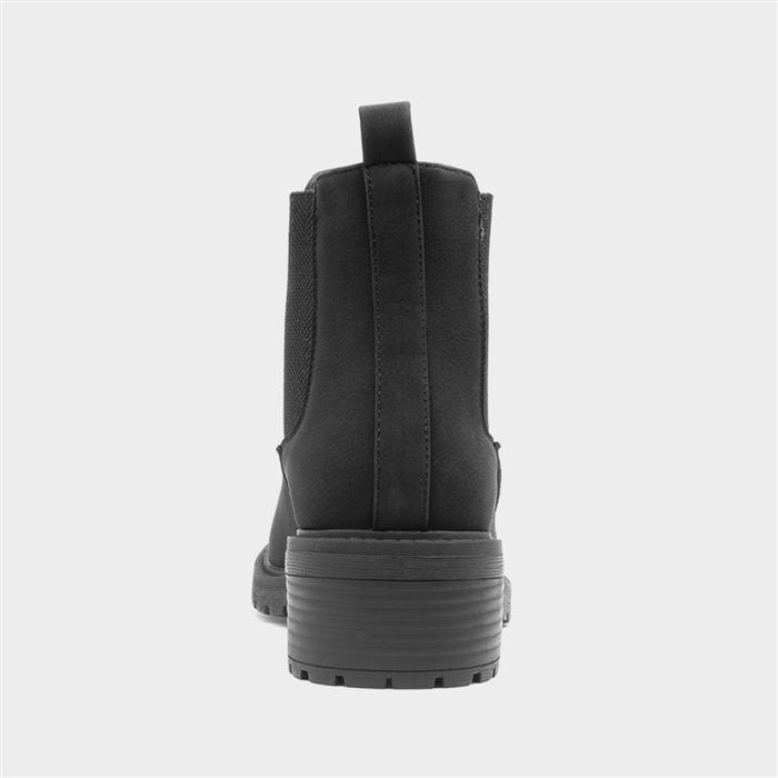 Womens Black Block Heel Chelsea Boot