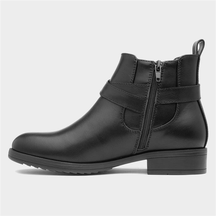 Womens Black Buckle Chelsea Boots