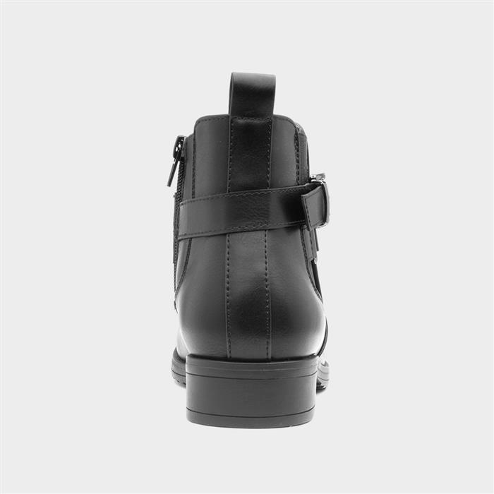 Womens Black Buckle Chelsea Boots