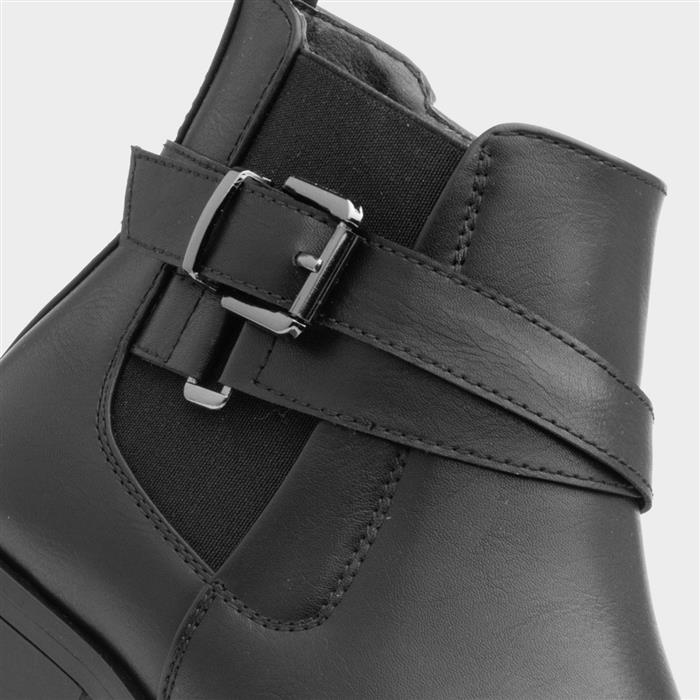 Womens Black Buckle Chelsea Boots