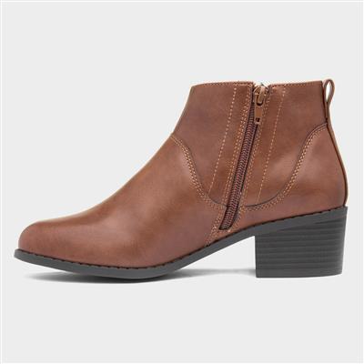 Womens Tan Tassel Ankle Boot