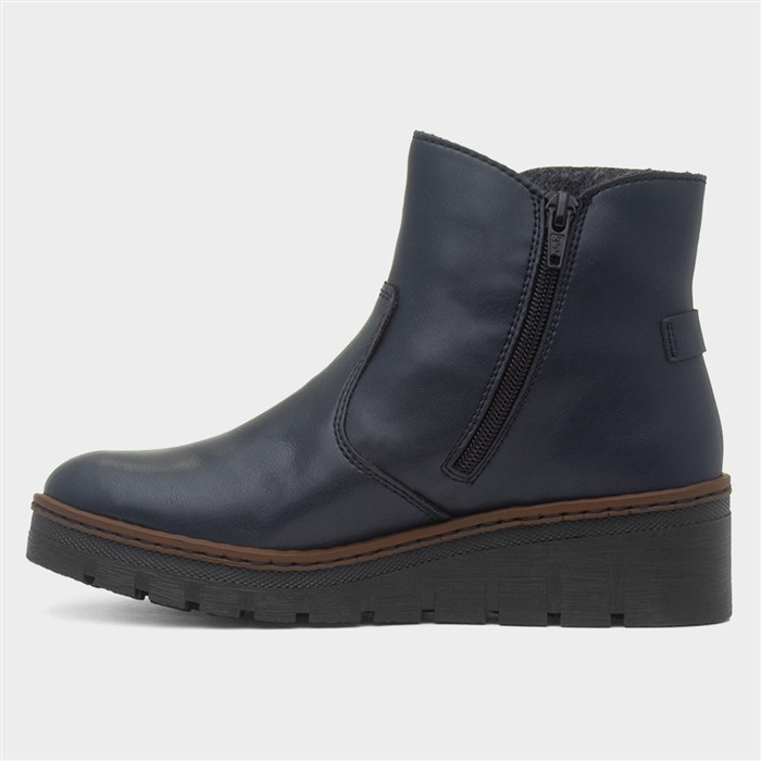 Leipzig Womens Navy Wedge Ankle Boot