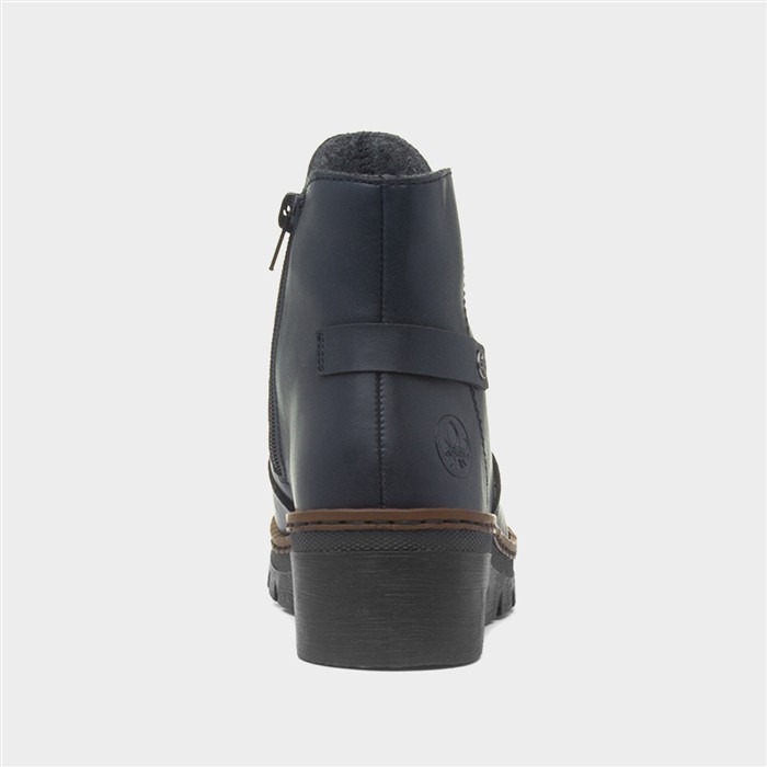 Leipzig Womens Navy Wedge Ankle Boot