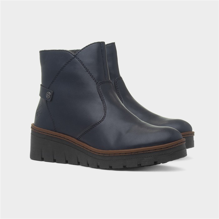 Leipzig Womens Navy Wedge Ankle Boot