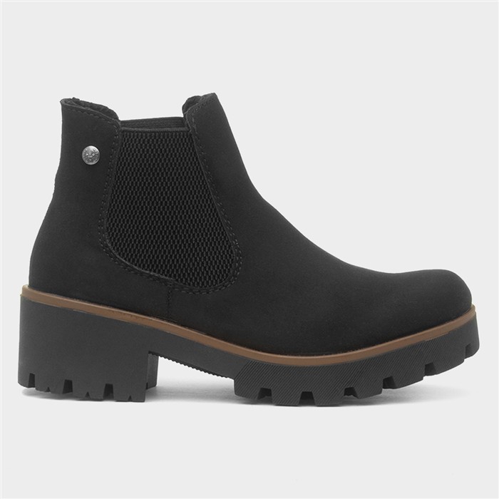 Rieker Women's Black Koblenz Chunky Ankle Boot Size 39