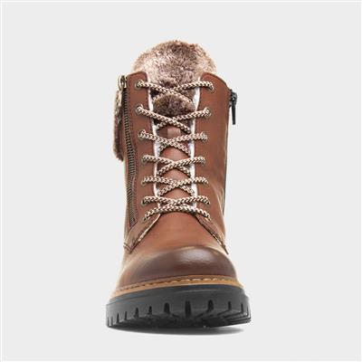 Antistress Womens Tan Lace Up Boot