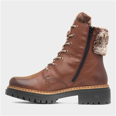 Antistress Womens Tan Lace Up Boot