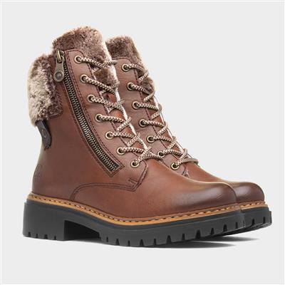 Antistress Womens Tan Lace Up Boot