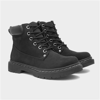 Womens Lace Up Ankle Boot in Black