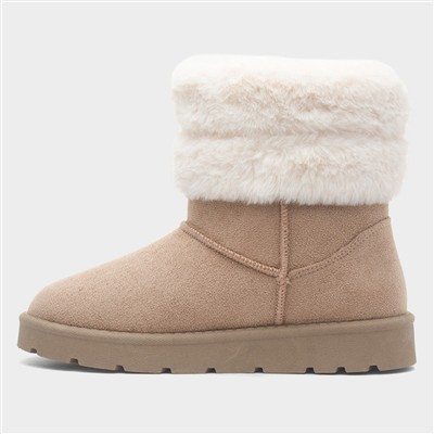 Womens Mushroom Faux Fur Trim Boot