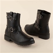 Lilley Womens Black Buckle Zip Up Ankle Boots (Click For Details)