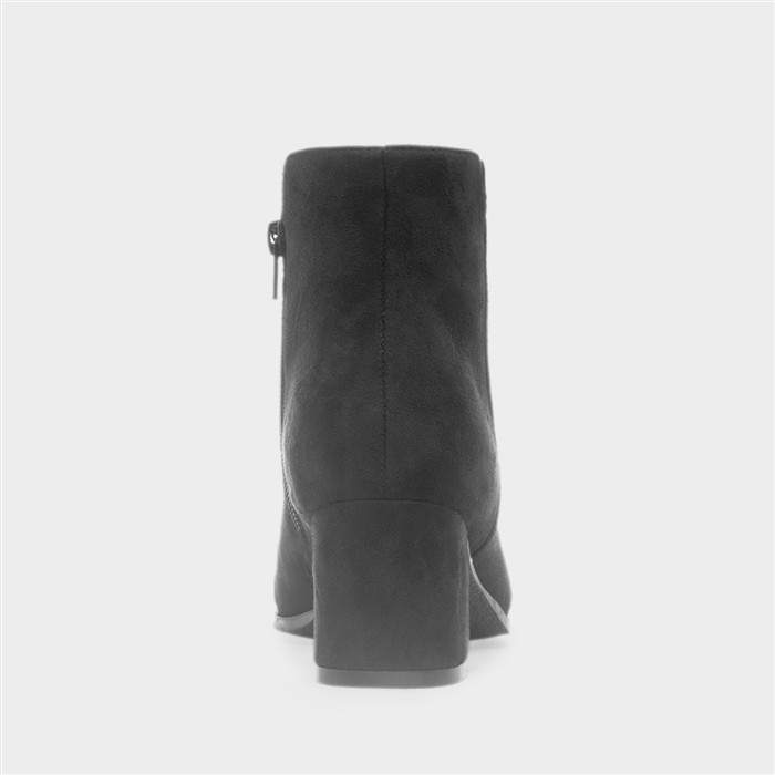 Womens Black Heeled Zip Up Ankle Boot