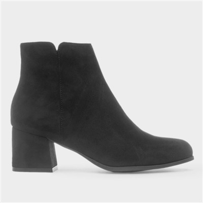 Womens Black Heeled Zip Up Ankle Boot
