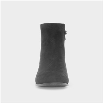 Womens Black Heeled Zip Up Ankle Boot