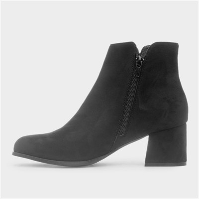 Womens Black Heeled Zip Up Ankle Boot