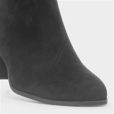Womens Black Heeled Zip Up Ankle Boot
