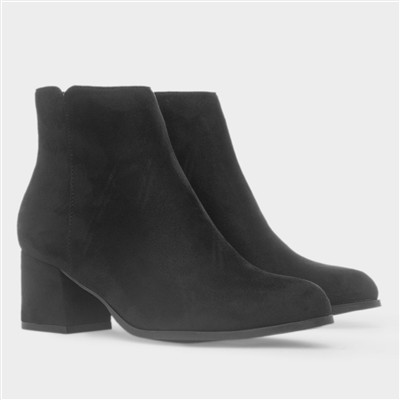 Womens Black Heeled Zip Up Ankle Boot