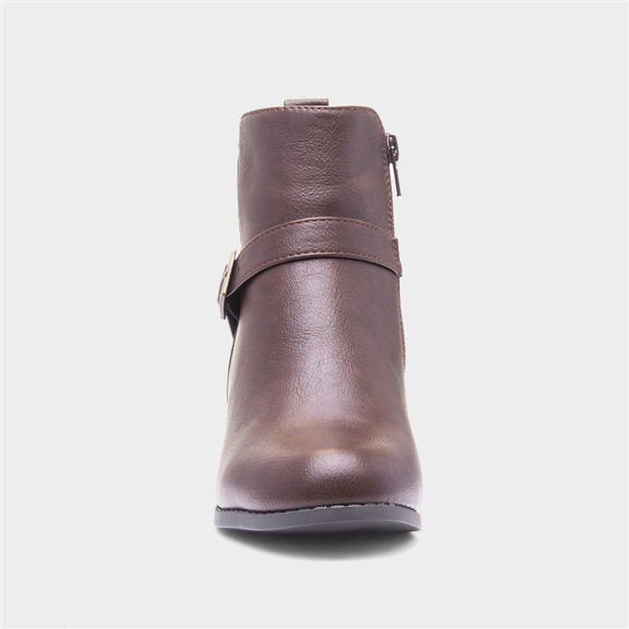 Womens Brown Heeled Ankle Boot