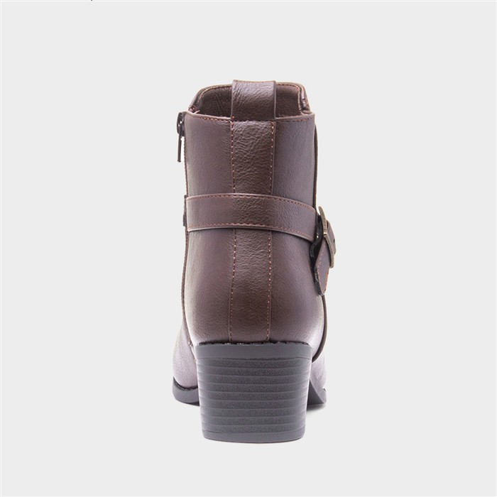Womens Brown Heeled Ankle Boot