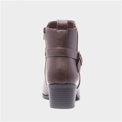 Womens Brown Heeled Ankle Boot