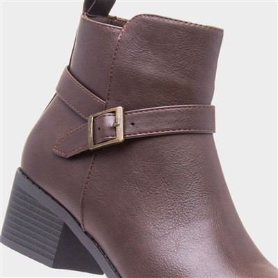 Womens Brown Heeled Ankle Boot