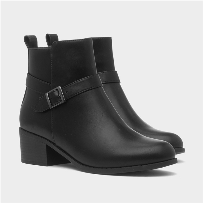 Womens Black Heeled Ankle Boot