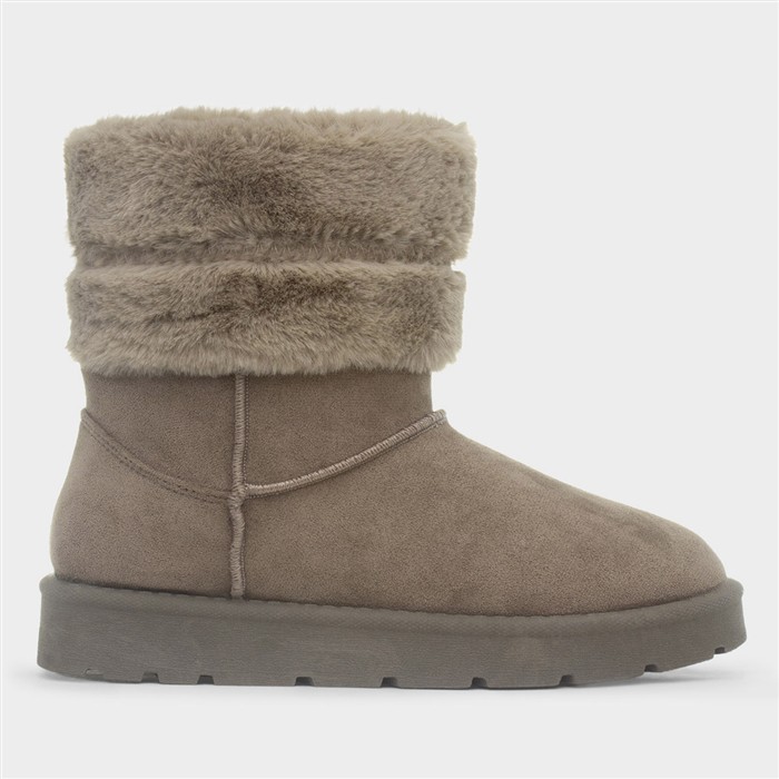 Womens Mushroom Faux Fur Ankle Boot