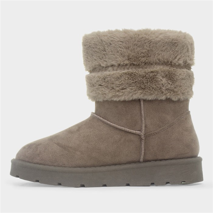 Womens Mushroom Faux Fur Ankle Boot