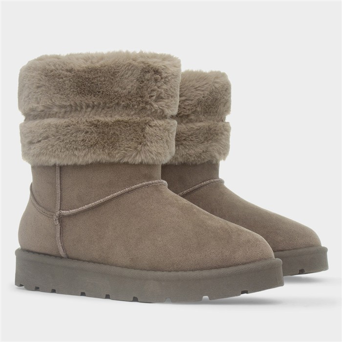 Womens Mushroom Faux Fur Ankle Boot