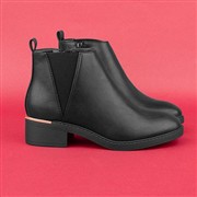 Lilley Womens Black Zip Up Gold Trim Ankle Boot (Click For Details)