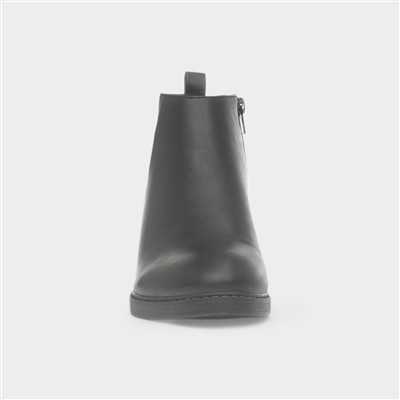 Womens Black Zip Up Ankle Boots
