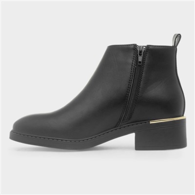 Womens Black Zip Up Ankle Boots