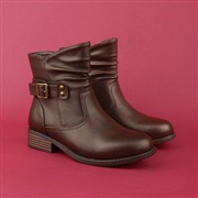 Lilley Womens Brown Buckle Ankle Boot (Click For Details)