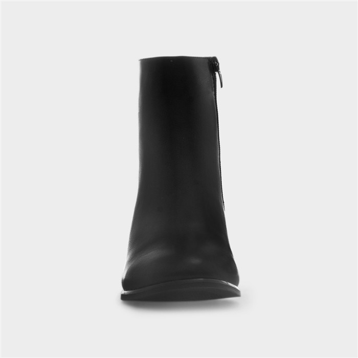 Womens Black Block Heel Zip Up Ankle Boot