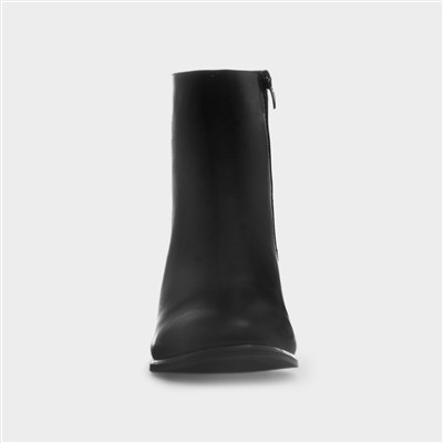 Womens Black Block Heel Zip Up Ankle Boot