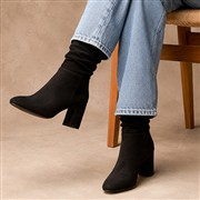 Lilley Womens Black Ruched Heeled Ankle Boot (Click For Details)