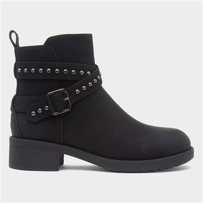 Womens Black Ankle Zip Up Boot
