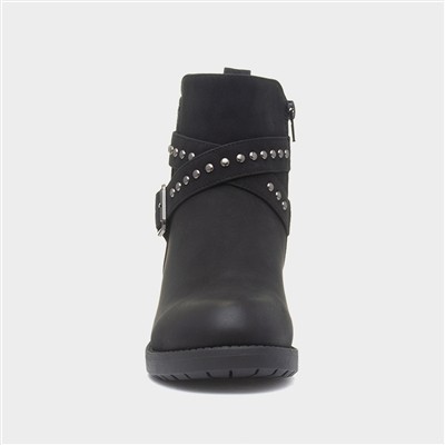Womens Black Ankle Zip Up Boot