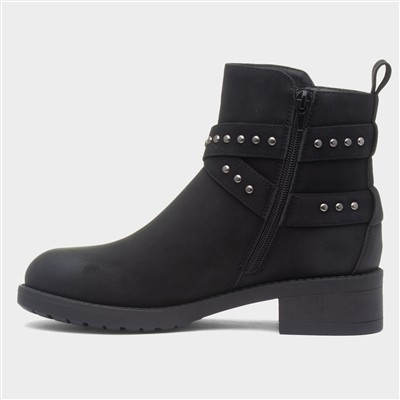 Womens Black Ankle Zip Up Boot